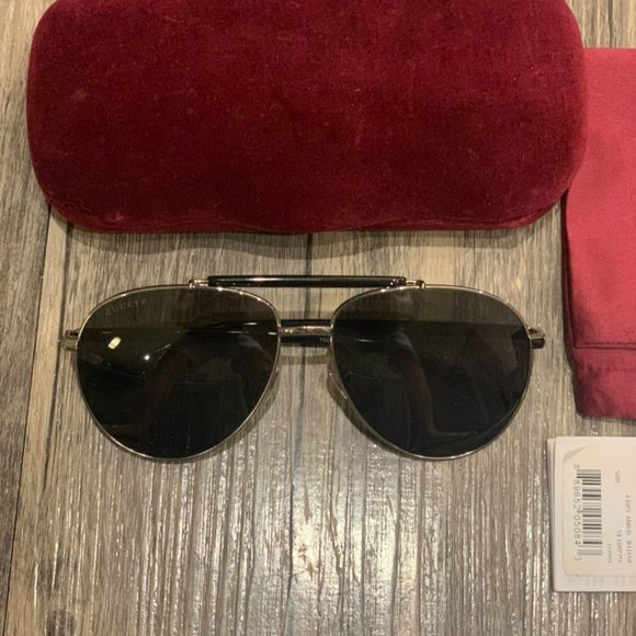Gucci Aviator Sunglasses (Unisex) - Polarized, Grey Lens - GG0014S-005 - Picture 2 of 8